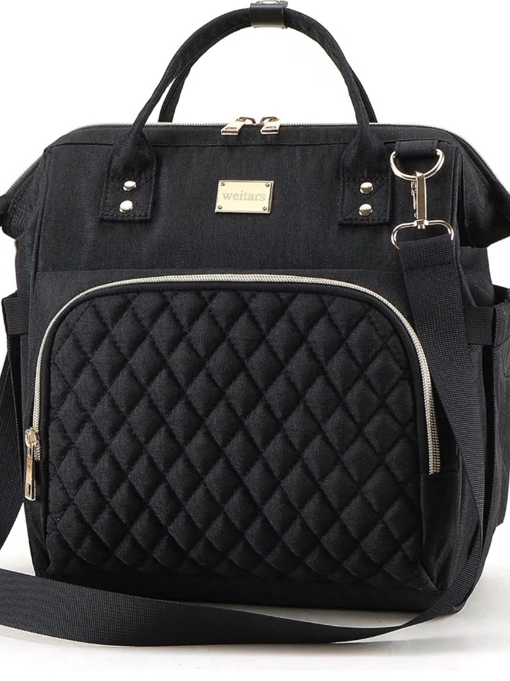 Black Quilted Tote Bag for Women